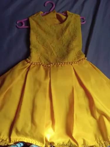 Vestido Infantil de Festa Amarelo - tam. 1/2 anos