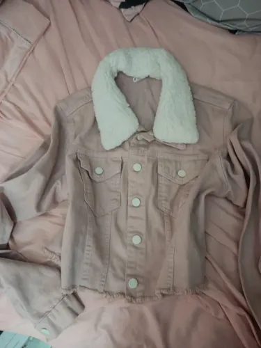 Jaqueta jeans rosa bebe