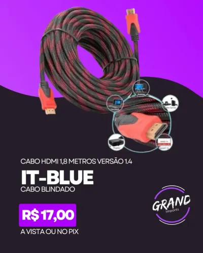 Cabo HDMI versão 1.4 com 1,8m