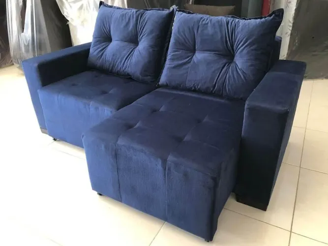 Sofá Retrátil Azul - Novo