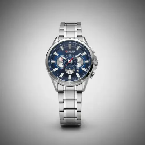 Relógio Masculino Curren 8363 Azul Pulseira Aço Original