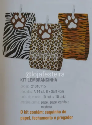 Artigos de festa com o tema de animal print, preço por unidade