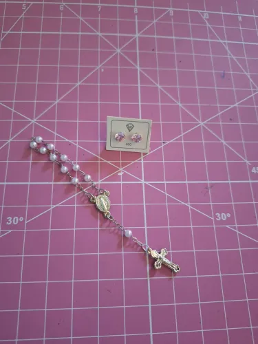 Conjunto terço + brincos