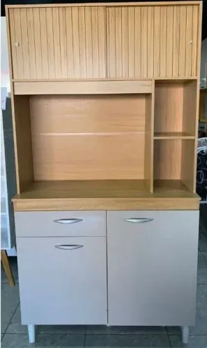 Armário de Cozinha Duda 90cm  Ripado - Montagem grátis 