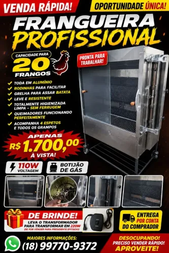 FRANGUEIRA PROFISSIONAL 20 FRANGOS - COMPLETA - PRONTA PARA TRABALHAR!