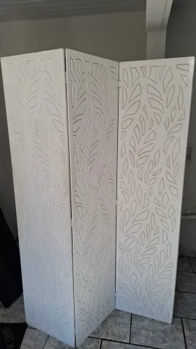 Biombo de madeira 4 folhas branco