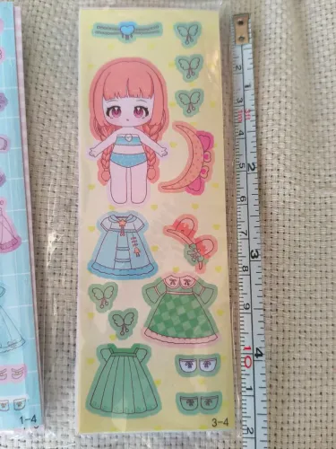 100 cartelas de Adesivos 12x4cm bonecas meninas e roupinhas