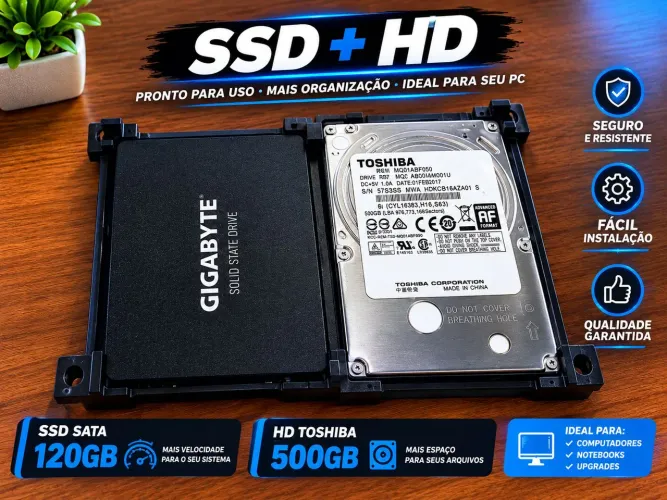 Combo HD Toshiba 500GB + SSD Gigabyte 120GB