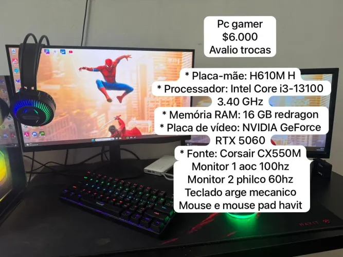 Pc gamer roda tudo aceito trocas 