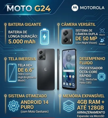Moto g24 usado, trincado leve, barato