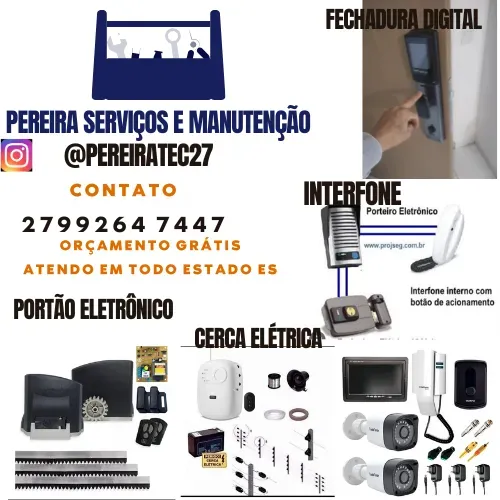 Interfone,Fechadura Digital e elétrica,Cerca Elétrica,Motor Portão Elétrico,Câmeras