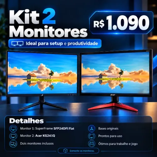 Kit 2 Monitores Gamer 280Hz 165Hz SuperFrame Acer 24 Full HD