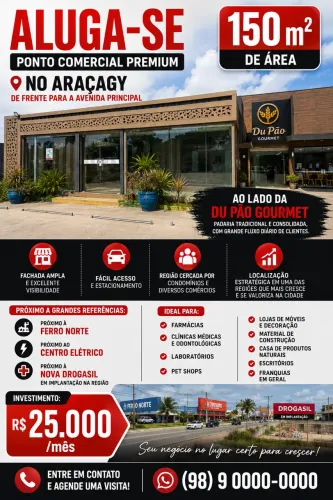 Aluga-se Ponto Comercial Premium 150 m² - Frente para Avenida - Araçagy