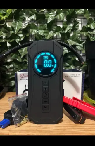 Auxiliar de Partida Veicular, Compressor de ar, Power bank e lanterna 4 em 1