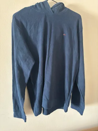 Blusa de frio azul com capuz malha piquet Aramis G