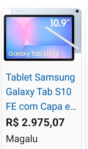 Tablet Samsung Galaxy Tab S10 FE - NOVO - R$ 2.300,00