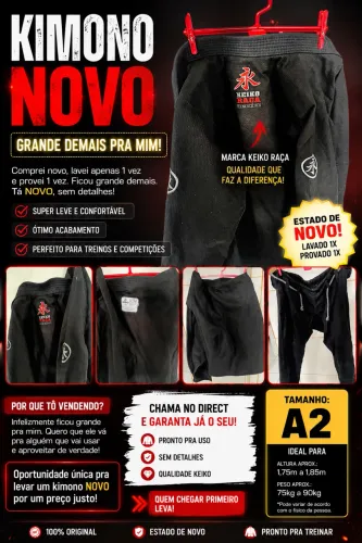 ? Kimono Keiko Raça Ultra Light A2 - NOVO! Lavado Apenas 1x | Ficou Grande, Preciso Vender