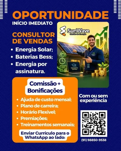 Vendedor - Energia solar - Seu teto é o sol