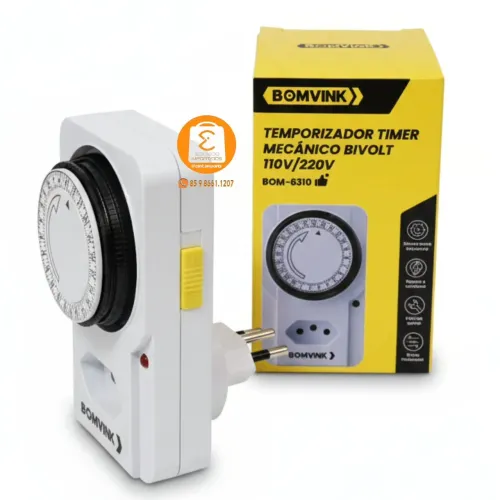 Temporizador Analógico Timer Manual Tomada Liga Desliga Energia elétrica Mecânico 