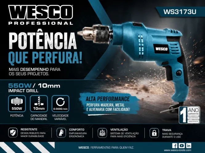 ? Furadeira de Impacto WESCO WS3173U - 550W | 10mm ?