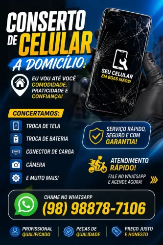 Concerto de celular a domicílio, preço excelente e qualidade total com garantia
