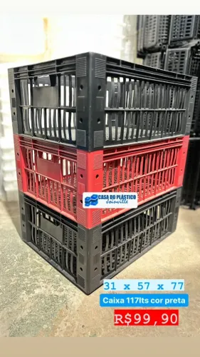 Caixa plástica vazada 17lts cor preta R$89,90