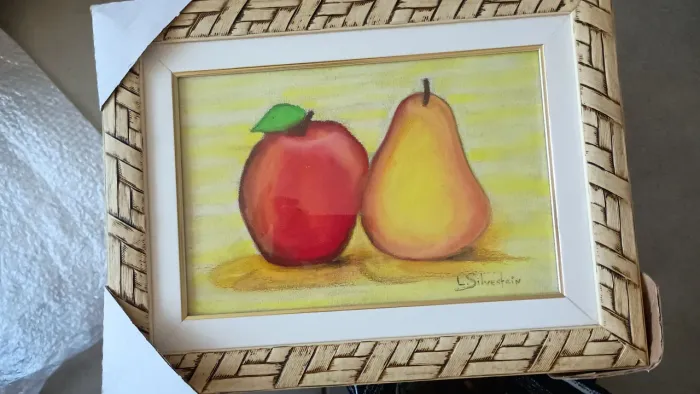 Desenho em pastel seco,com vidro e moldura ,31 x41
