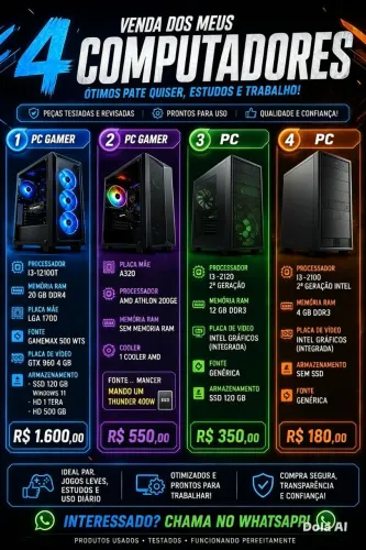 Vendo esses pcs juntos ou separados