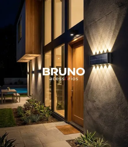 Arandela de parede solar Led para decoração externa 