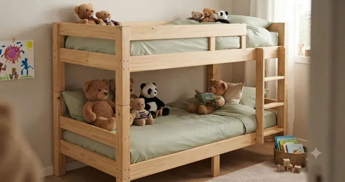 Cama Beliche de pinus. Modelo 2027 Bruninio ART Madeira ( Preço sem colchões)