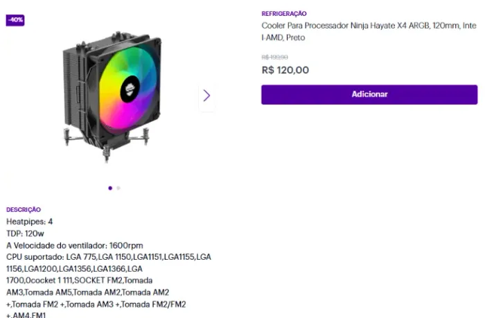 Troca de um 4500 para 5500x3d + air cooler x4 ninja