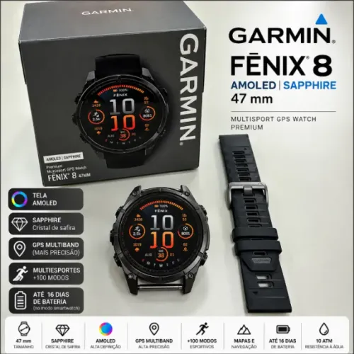 Garmin Fenix 8 AMOLED Sapphire 47mm - Impecável