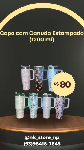 Copo com Canudo Estampado (1200 ml)