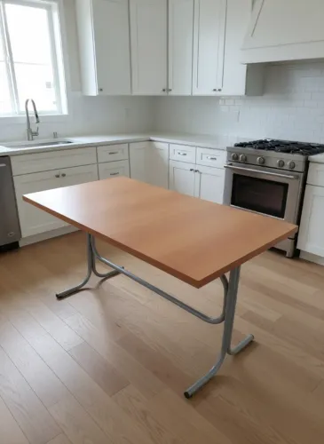 Mesa de Jantar Cor Madeira com Suporte Central - Cozinha