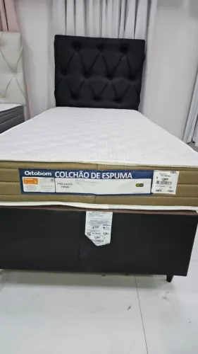 Cama solteiro com base + colchão + cabeceira