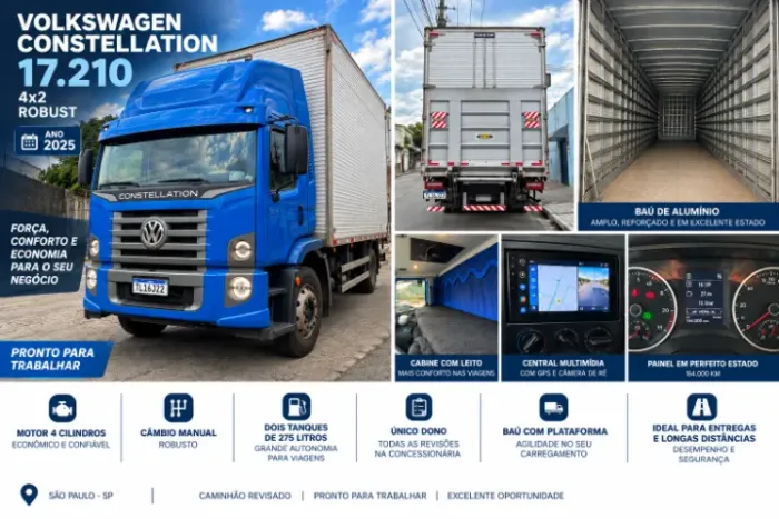 Constellation 17.210 com baú e plataforma impecável