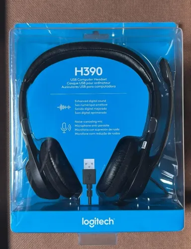 Headset com fio USB Logitech H390 Preto