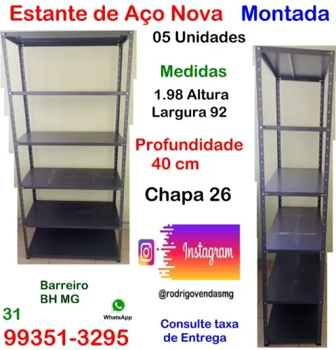 Prateleira Estante de Aço montada Casa Comércio Escritório Loja Auto Escola indústria