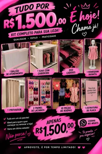 KIT COMPLETO PARA LOJA INFANTIL - R$ 1.500,00