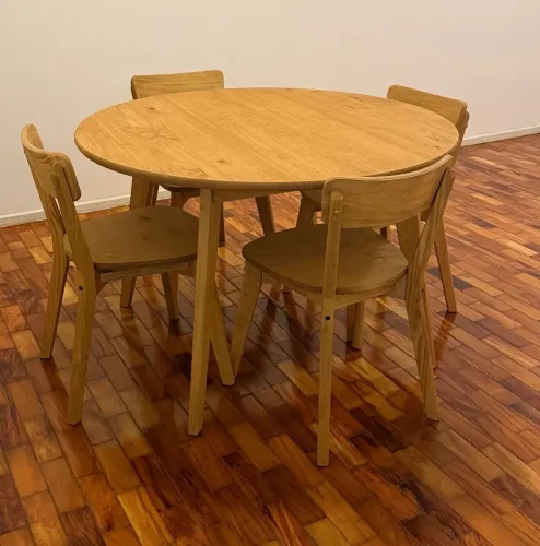 MESA + CADEIRAS MADEIRA MAÇICA SEMINOVA