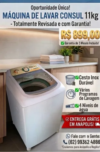 Máquina de lavar 11 Kg Cesto Inox Revisada Garantia Parcelo no Cartão