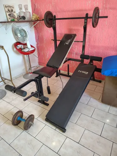 Prancha abdominal halteres banco supino barra