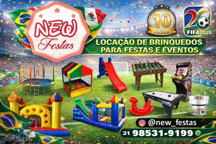 Cama elástica, totó e outros brinquedos para aluguel 