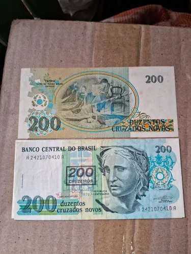 CÉDULA DE DUZENTOS CRUZADOS NOVOS COM CARIMBO DE 200 CRUZEIROS