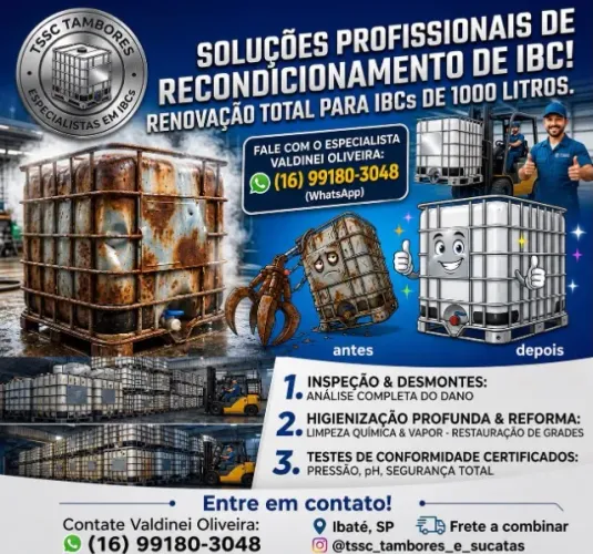 Venda e compra de IBCS de 1000 Litros