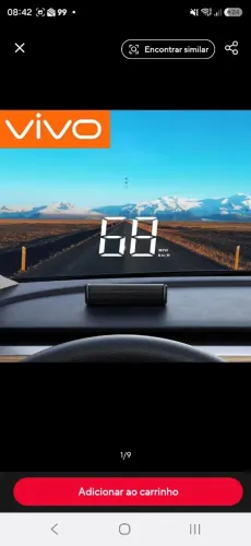 Head UP display km/H cor branca