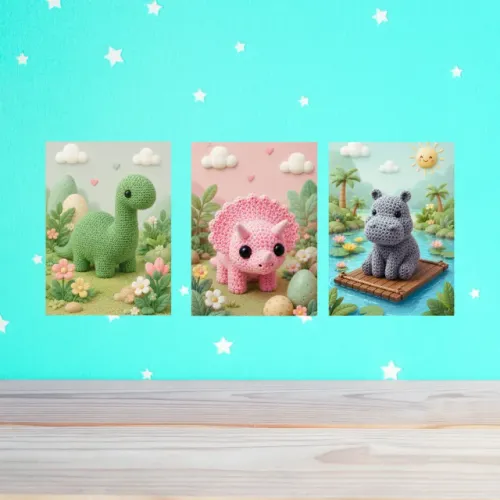 Quadro Decorativo Infantil Animais Fofos 28x20cm