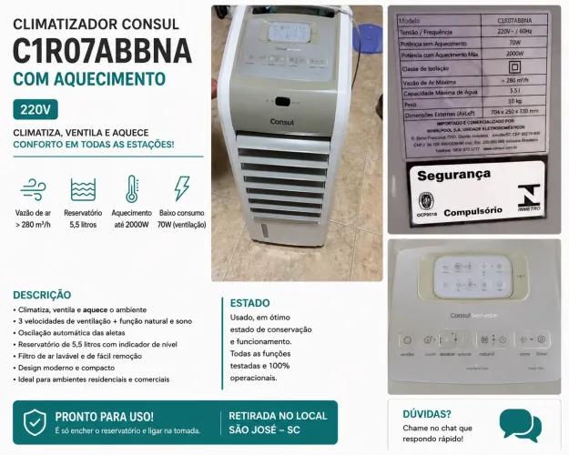 Climatizador Consul Bem-Estar Quente e Frio 220V - 2000W