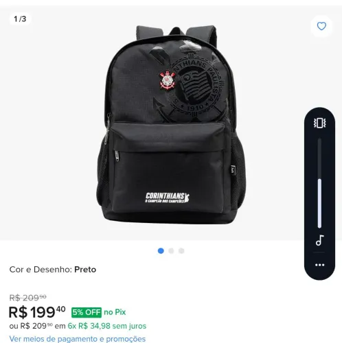 Mochila original Corinthians