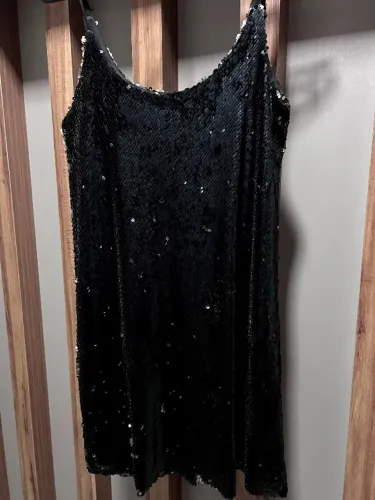 Vestido de paetê preto/bronze (duo color) Youcom 